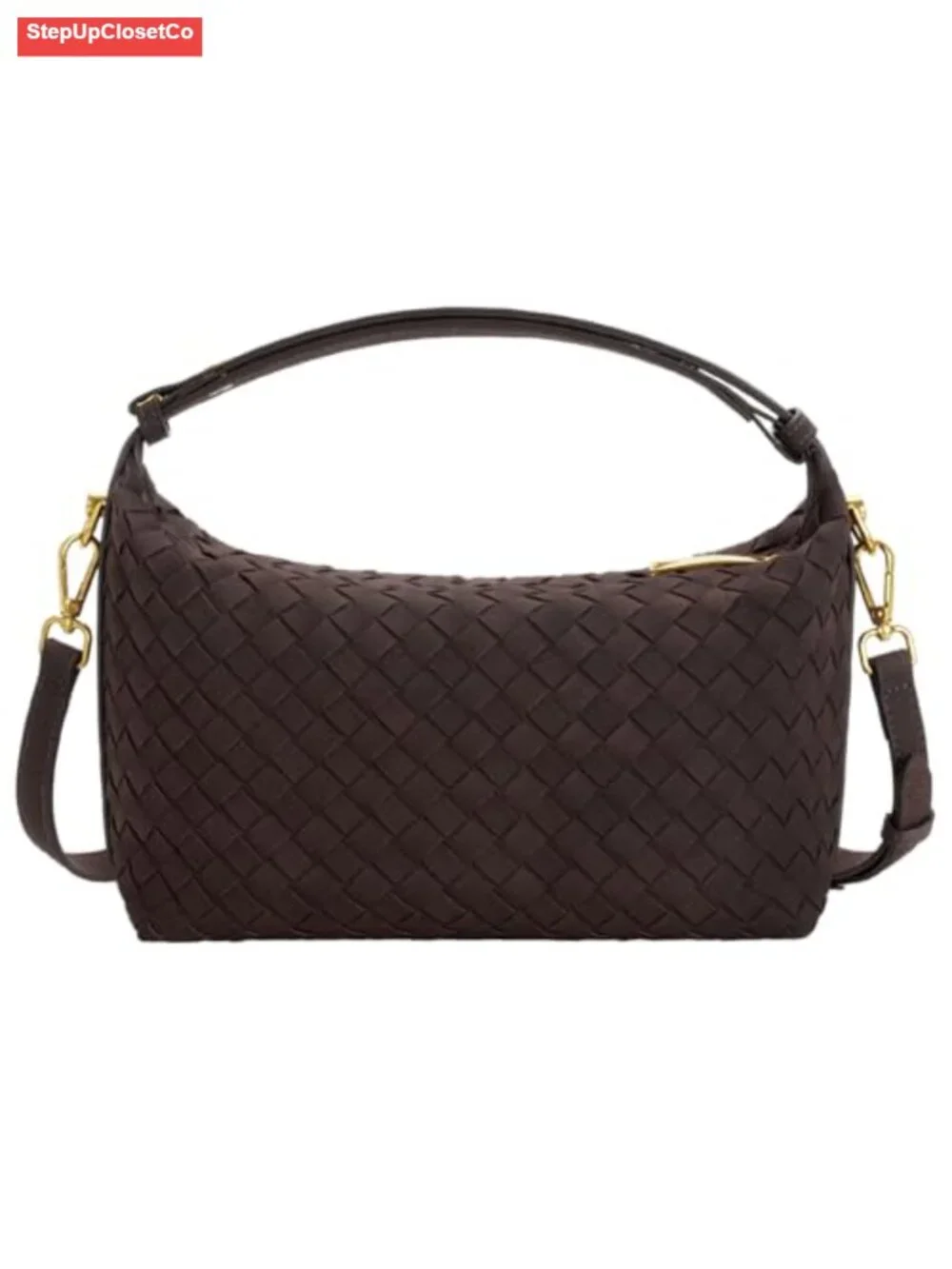 Woven Faux Suede Hobo Purse Shoulder Crossbody Bag Handbag Satchel